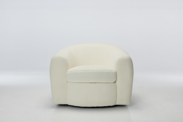 Hudson Wide Swivel Tub Chair - Lamb White Soft Faux Wool Fabric