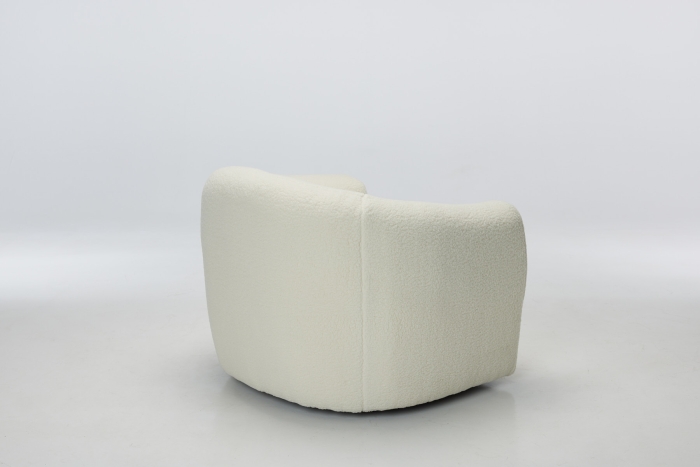 Hudson Wide Swivel Tub Chair - Lamb White Soft Faux Wool Fabric