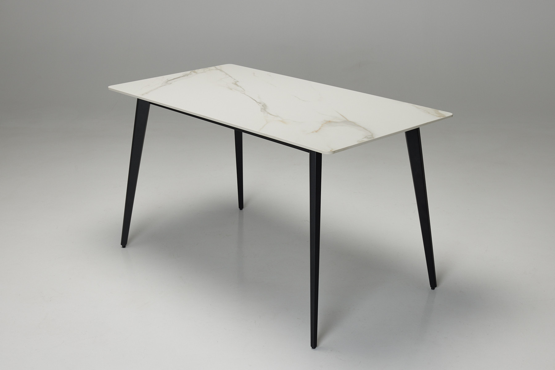 Immi 1.3m Dining Table - Calacatta Gold Stone with Black Legs