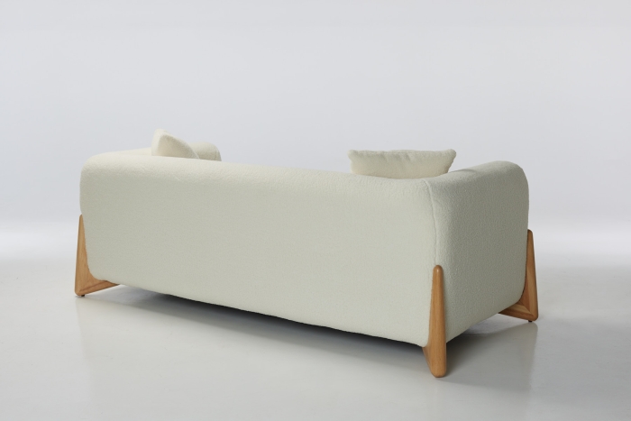 Vermont Modern 3 Seat Sofa - Lamb White Soft Faux Wool Fabric