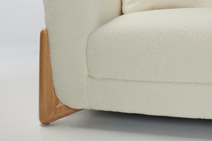 Vermont Modern Sofa - Lamb White Soft Faux Wool Fabric