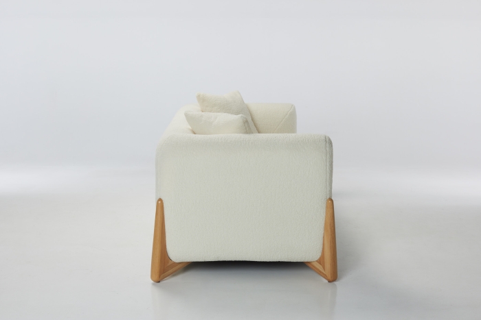 Vermont Modern Sofa - Lamb White Soft Faux Wool Fabric