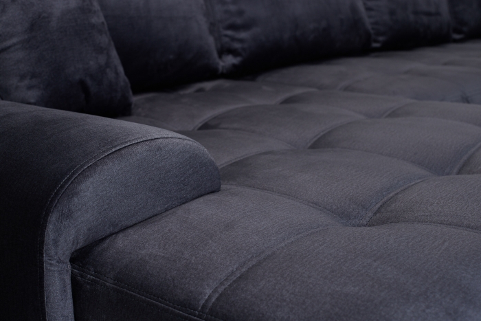 Aspen Large Right Hand U Shaped Sleeper Corner Sofa Bed - Graphite Velvet
