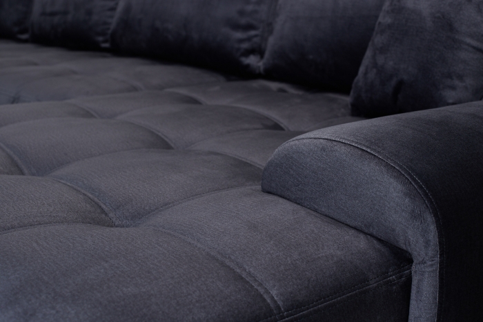 Aspen Large Left Hand U Shaped Sleeper Corner Sofa Bed - Graphite Velvet