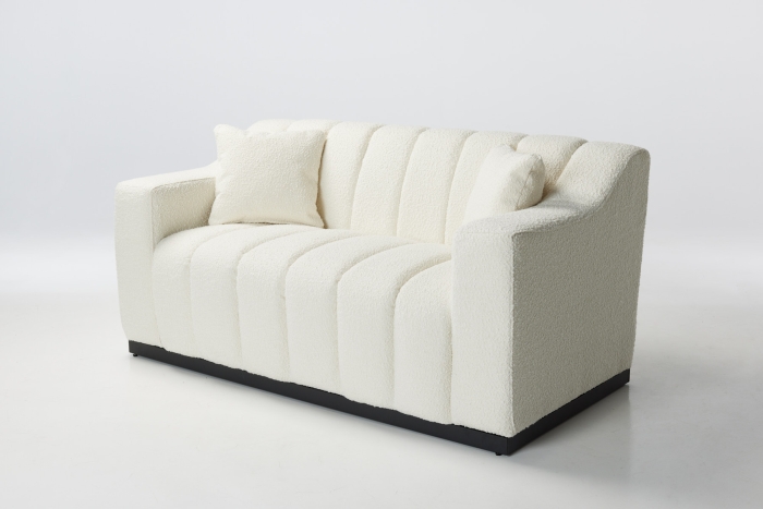 Imogen 2 Seat Modern White Sofa - Teddy Boucle Fabric