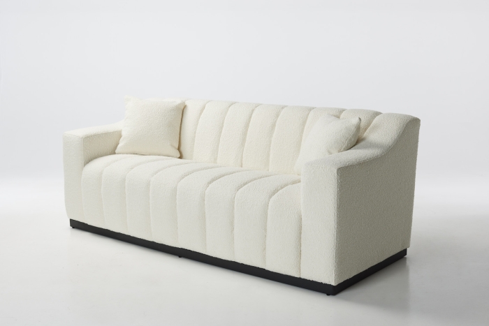 Imogen 3 Seat Modern White Sofa - Teddy Boucle Fabric