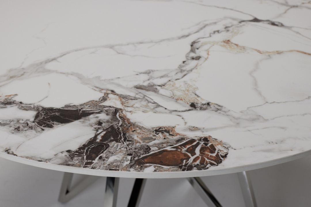 Round Stone Dining Table Close-Up View