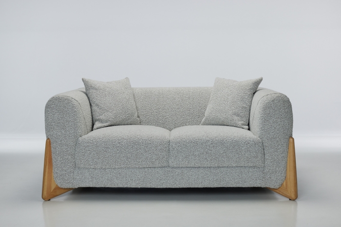 Vermont Modern 2 Seat Sofa - Grey Mist Teddy Boucle Fabric