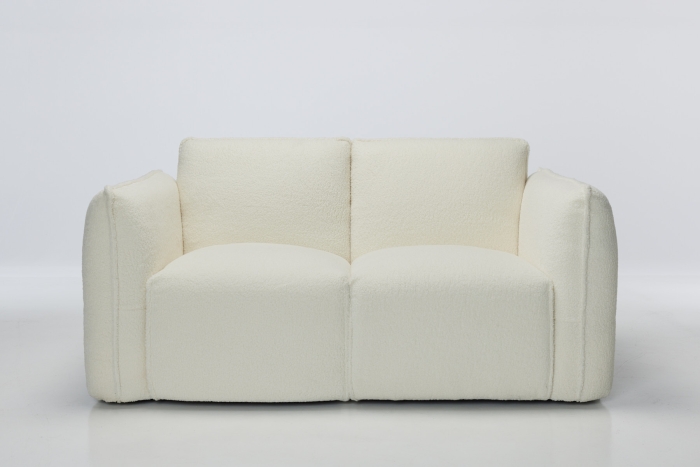 Montana 2 Seat Soft Faux Wool Sofa - Lamb White
