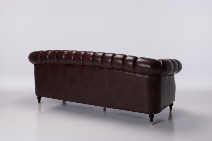 Carmen 3 Seater Deluxe Chesterfield Air Leather Sofa -Oxblood