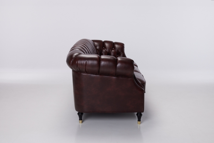 Carmen Deluxe Chesterfield Air Leather Sofa - Oxblood