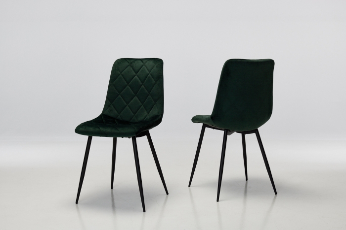 Bari Forest Green Velvet Dining Chairs with Black Legs (Pair)
