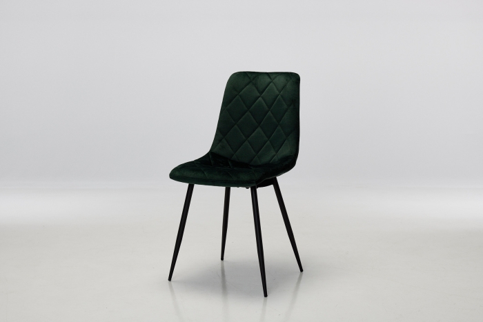 Bari Forest Green Velvet Dining Chairs with Black Legs (Pair)