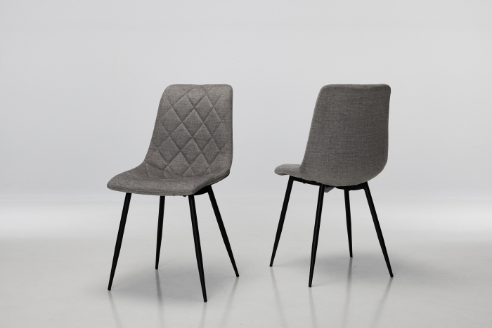 Bari Light Grey Velvet Dining Chairs with Black Legs (Pair)