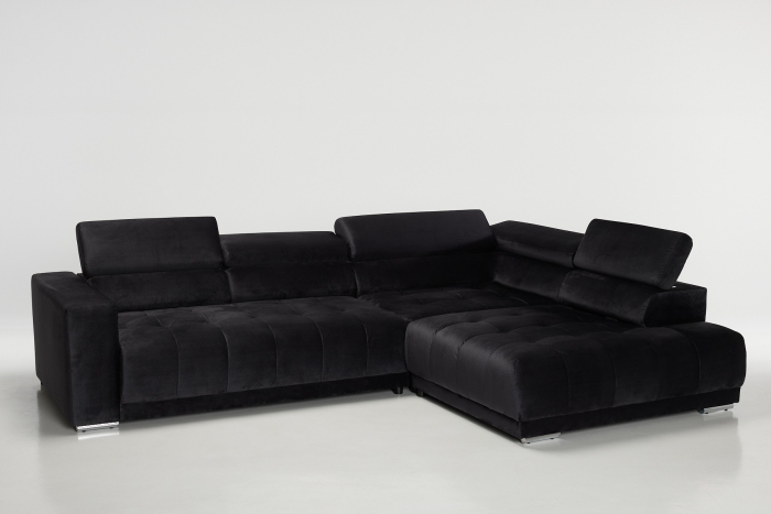 Carmel Large Right Hand Chaise Corner Sofa - Graphite Velvet