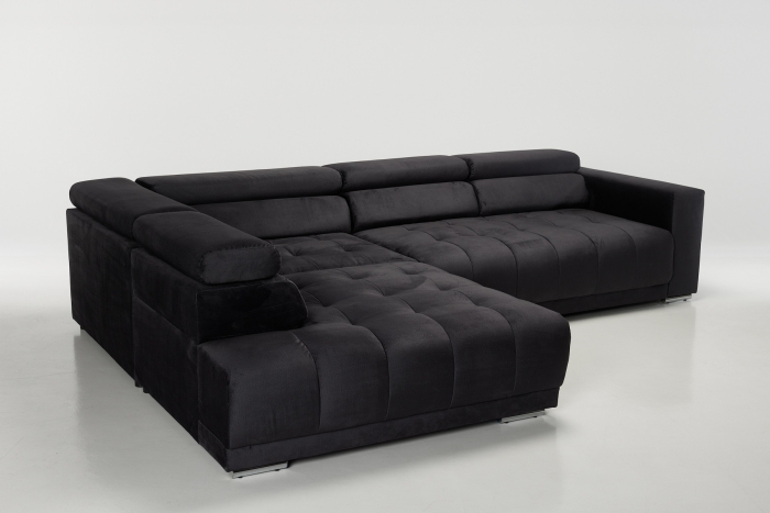 Carmel Large Left Hand Chaise Corner Sofa - Graphite Velvet