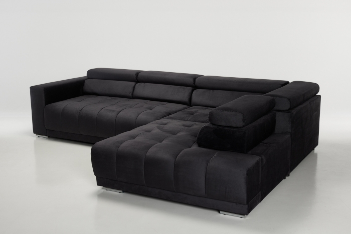 Carmel Large Right Hand Chaise Corner Sofa - Graphite Velvet