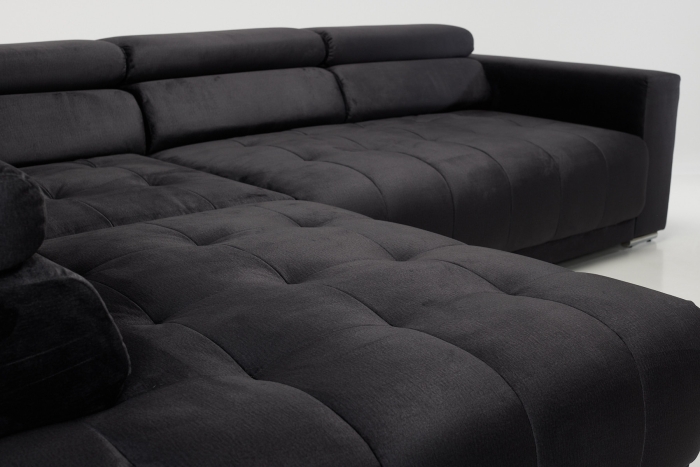 Carmel Large Left Hand Chaise Corner Sofa - Graphite Velvet