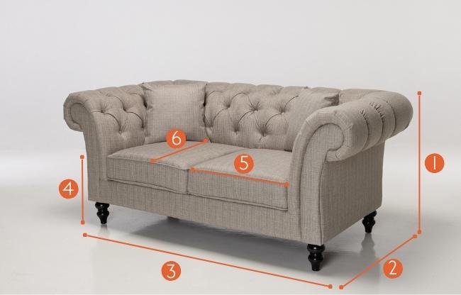 Charlotte 2 Seater Sofa Measurements