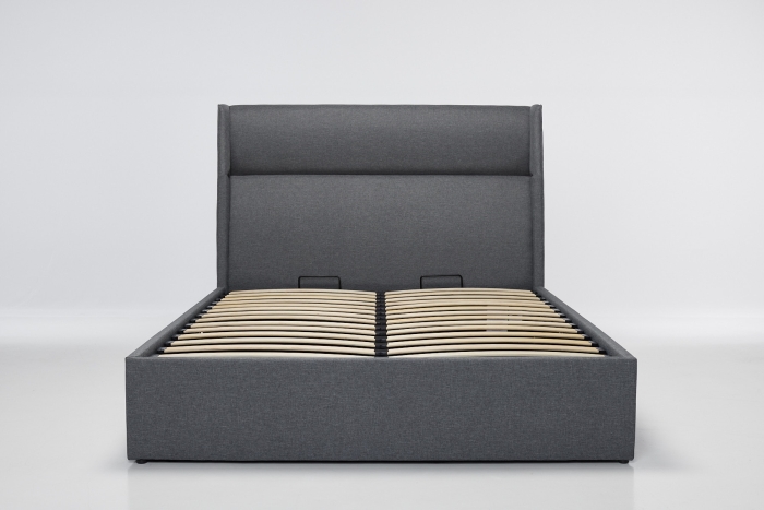 Faye Lift Up Storage Ottoman Bed - Dark Grey Linen