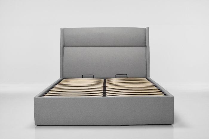 Faye Lift Up Storage Ottoman Bed - Light Grey Linen