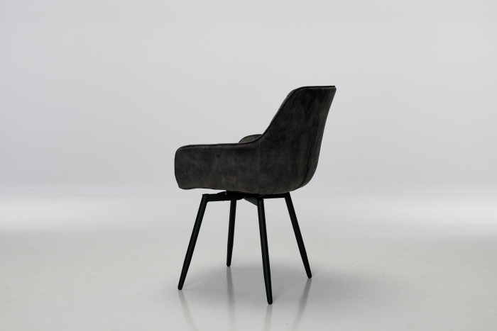 Venice Mocha Grey Velvet Swivel Dining Chairs with Black Legs (Pair)