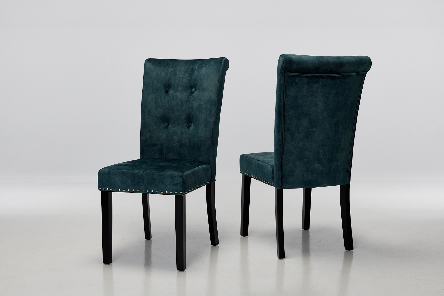 Cabrini - Dusk Teal Velvet Upholstered Dining Chairs with Black Legs