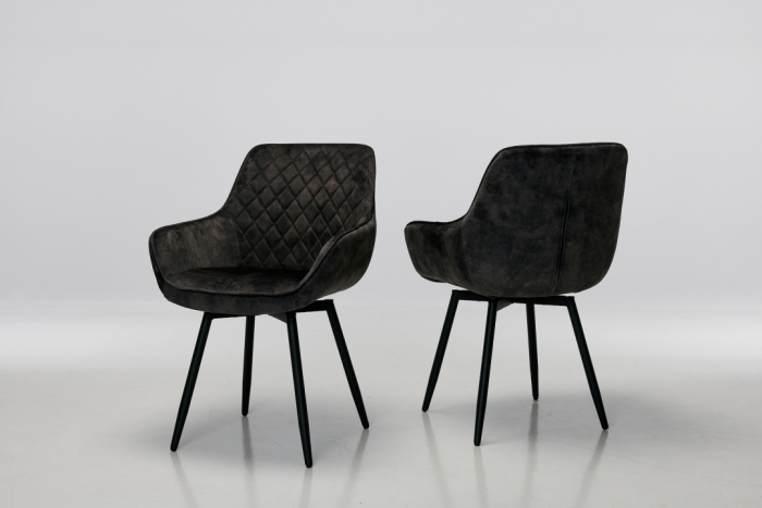 Venice Swivel Dining Chairs in Mocha Grey Velvet