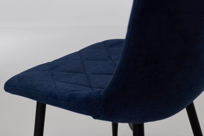 Bari Blue Premium Mottled Velvet Dining Chairs with Black Legs