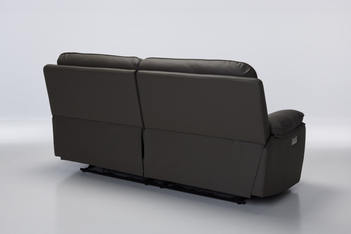 Belmont 3 Seater Power Recliner Premium Leather Sofa - Ash Grey