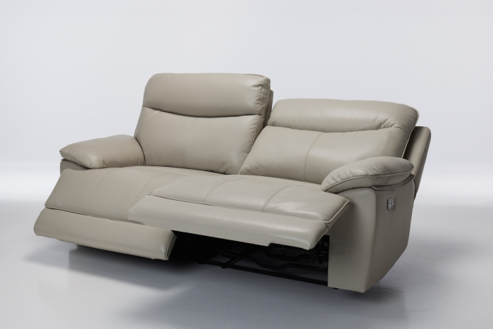 Belmont Power Recliner Premium Leather 3 Seat Sofa - Putty