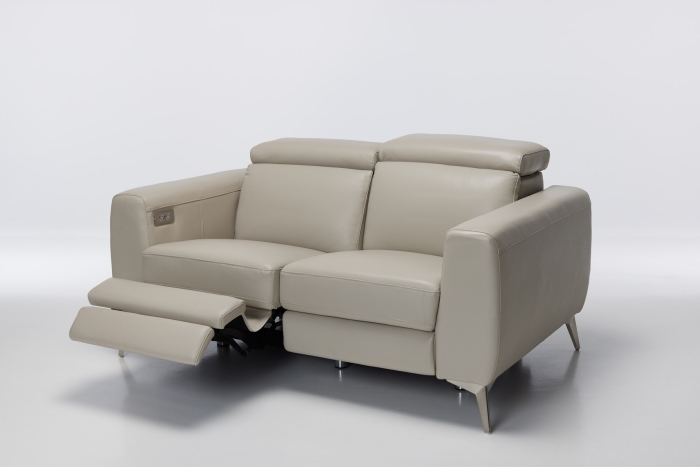 Denver Electric Recliner Premium Leather 2 Seater Sofa - Putty