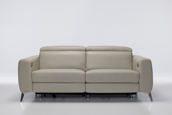 Denver Electric Recliner Premium Leather 3 Seater Sofa - Putty