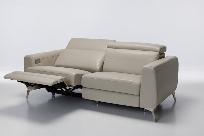 Denver Electric Recliner Premium Leather 3 Seater Sofa - Putty