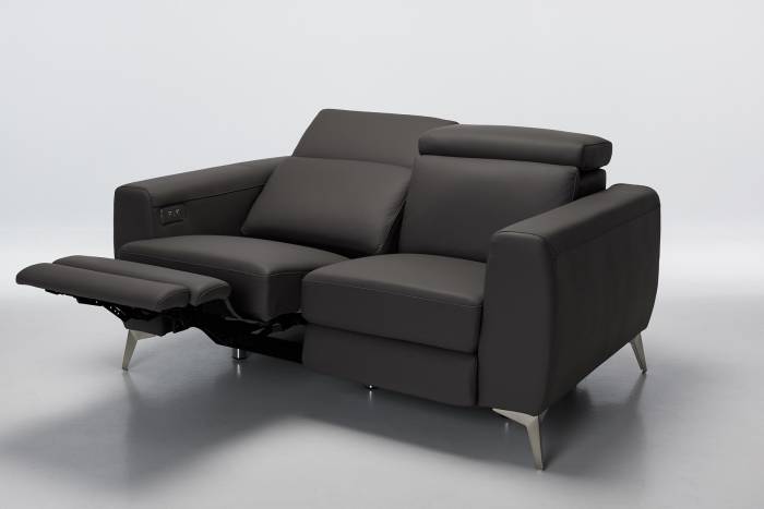 Denver 2 Seat Electric Recliner Premium Leather Sofa - Ash Grey