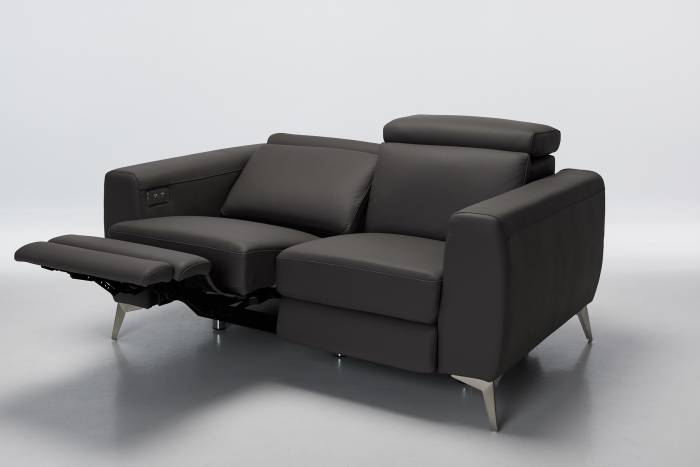 Denver 2 Seat Electric Recliner Premium Leather Sofa - Ash Grey