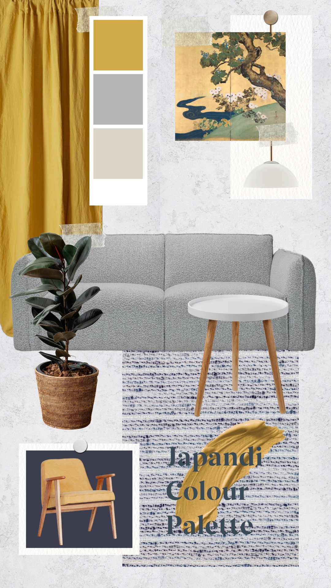 Montana Grey Boucle Sofa - Japandi Colour Palette Mood Board