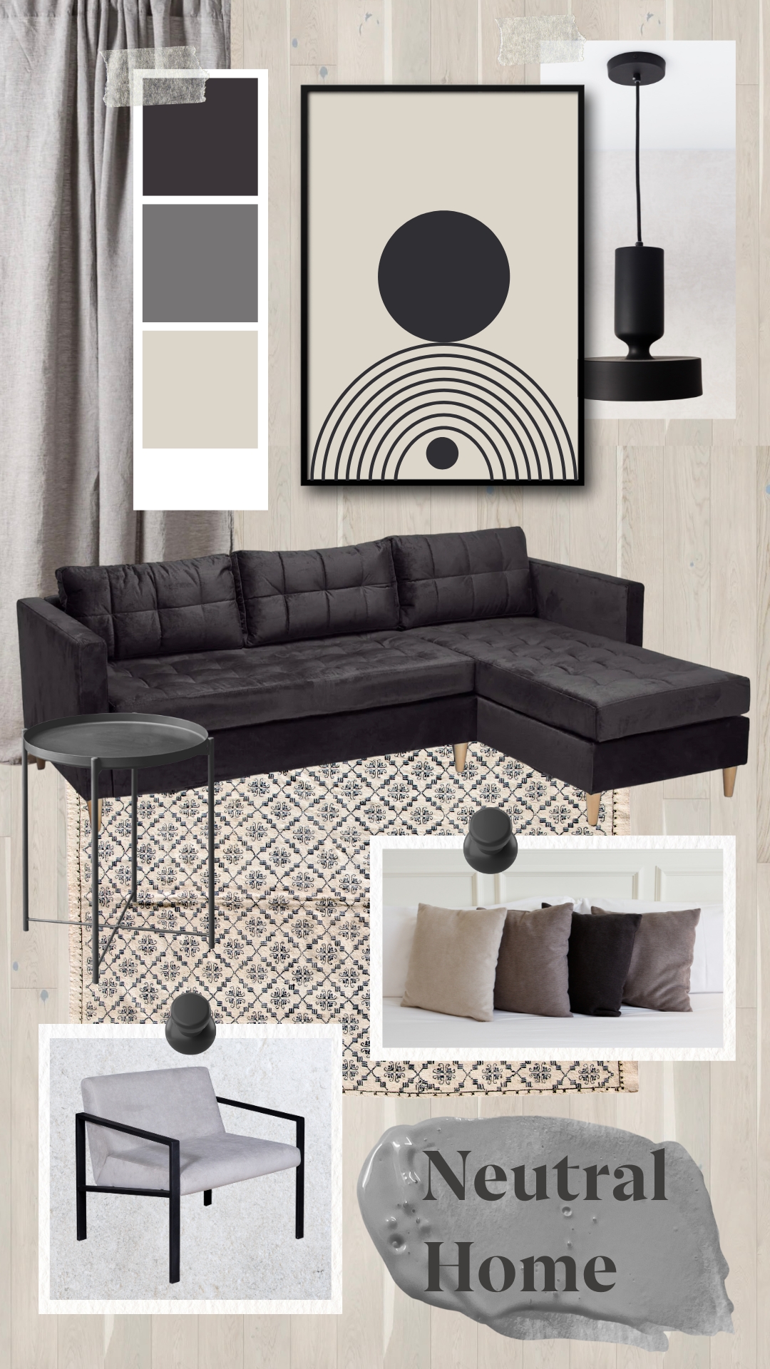 Chaise Sofa Bed - Neutral Home Mood Board