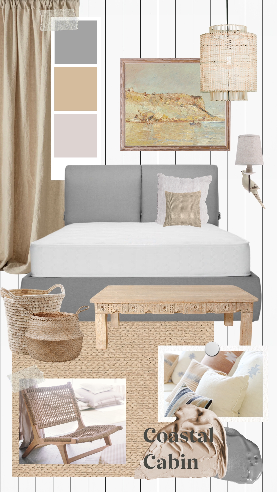 Coastal Cabin Style Bedroom Mood Board