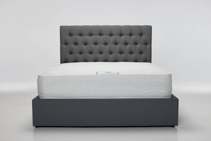 Alessi - Lift Up Storage Ottoman Bed, Dark Grey Linen Fabric