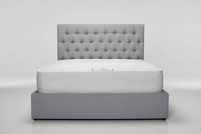 Alessi - Double Lift Up Storage Ottoman Bed, Light Grey Linen Fabric