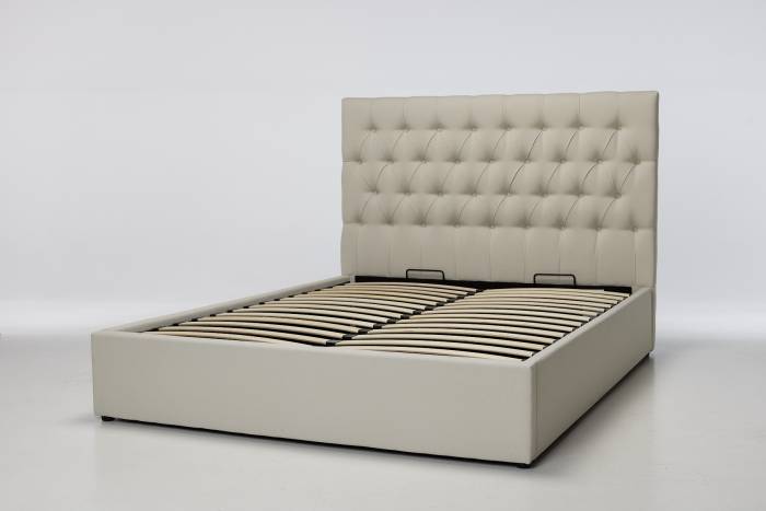Alessi - Lift Up Storage Ottoman Bed, Oatmeal Linen Fabric