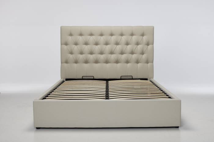 Alessi - Lift Up Storage Ottoman Bed, Oatmeal Linen Fabric