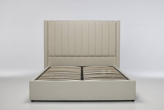 Amara Lift Up Storage Ottoman Bed - Cream Linen Fabric