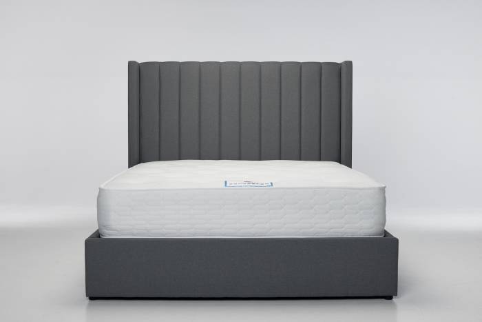Amara - Lift Up Storage Ottoman Bed, Dark Grey Linen Fabric