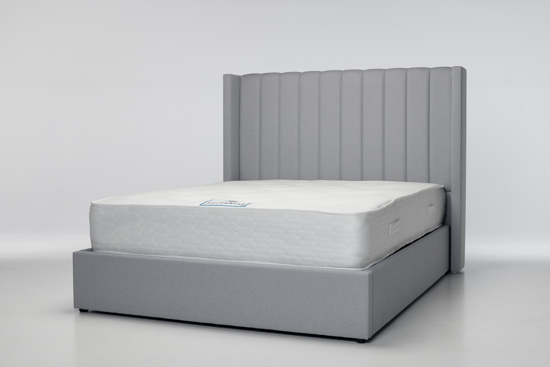 Amara Lift Up Storage Ottoman Bed - Light Grey Linen Fabric