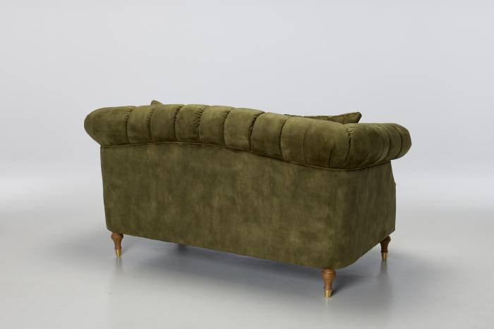 Carmen - 2 Seater Deluxe Chesterfield Sofa, Olive Green Mottled Velvet