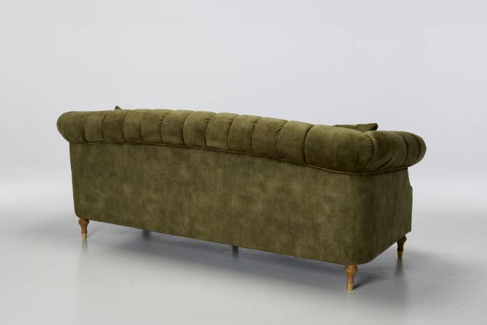 Carmen - 3 Seater Deluxe Chesterfield Sofa, Olive Green Mottled Velvet