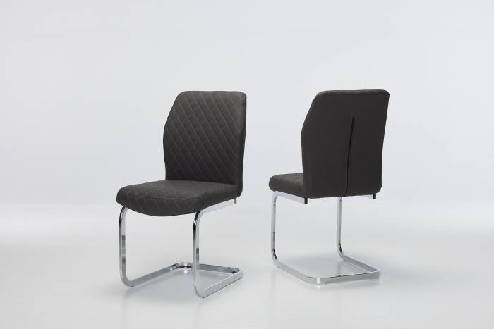 Cavezzo - Dark Grey Cantilever Dining Chairs with Chrome Base