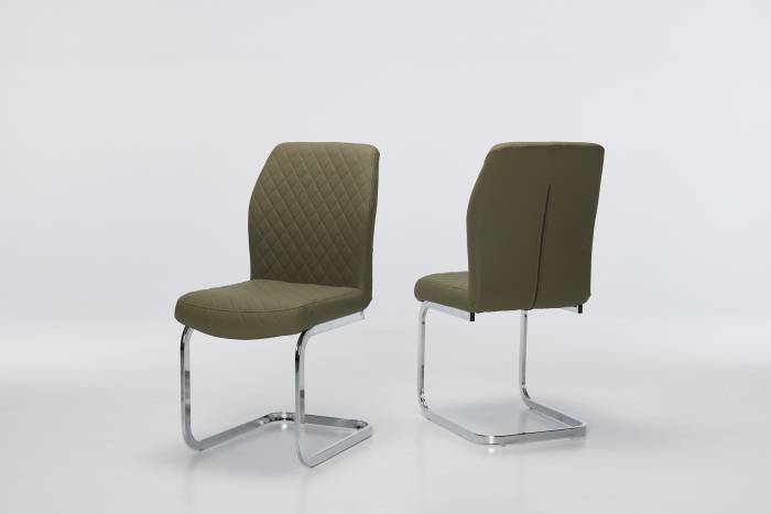 Cavezzo - Olive Cantilever Dining Chairs with Chrome Base
